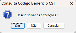 Melhoria Cadastro de Código de Benefício CST - Reprocessar Fiscal confirm.png