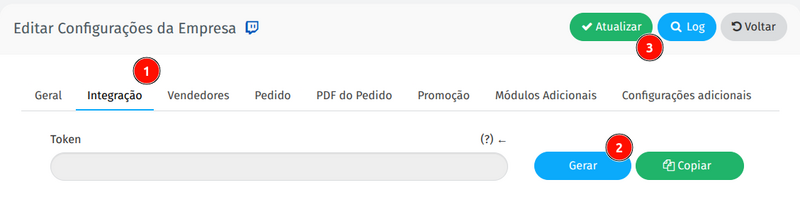 Criando e configurando o token da empresa